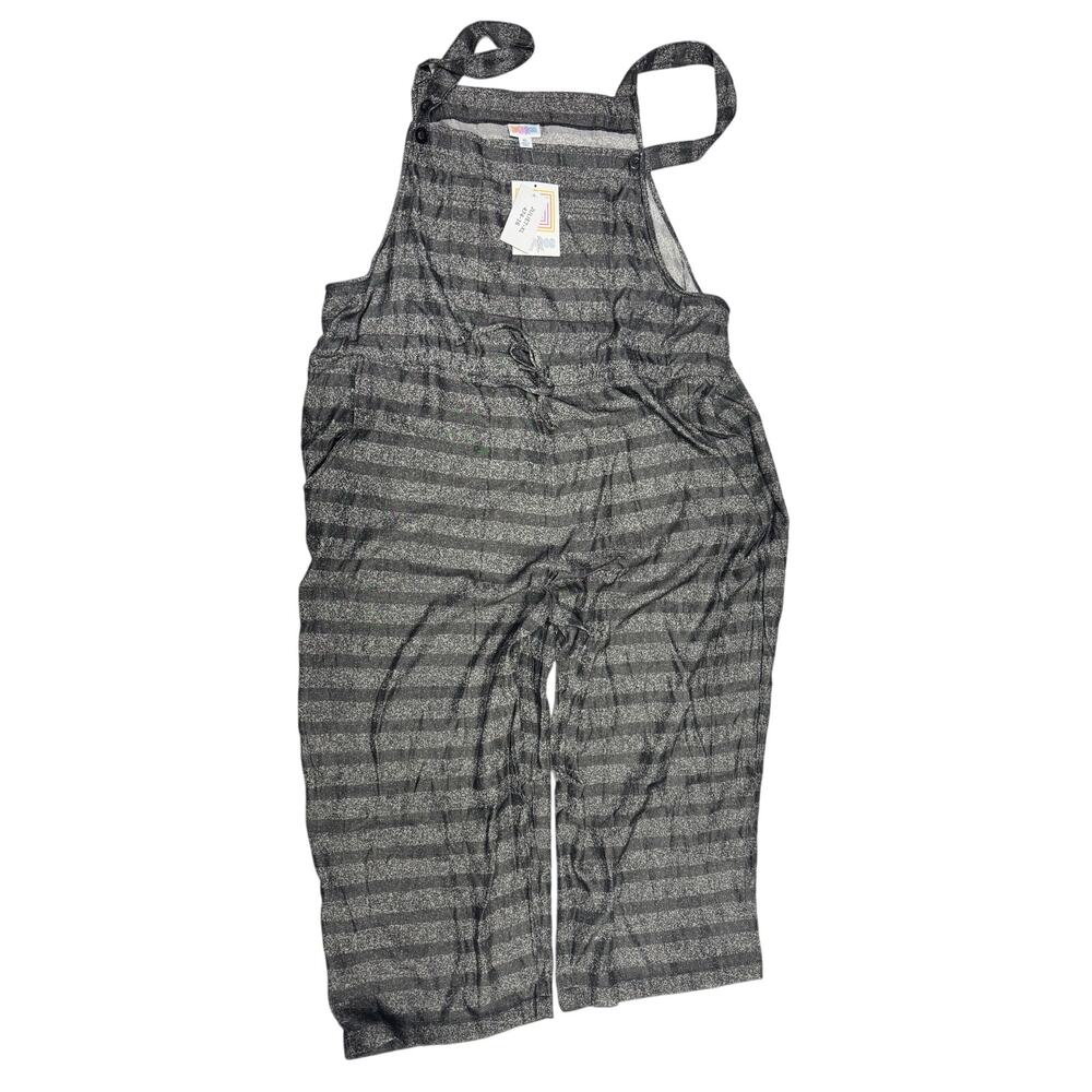 LuLaRoe Juliet Gray Stripe Adjustable Overalls Women's XL New With Tags